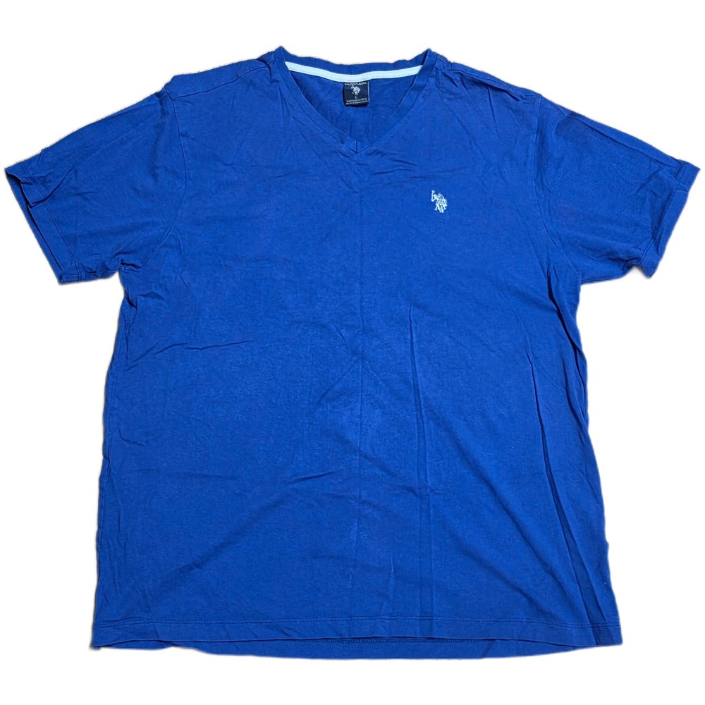 US Polo Assn Mens V Neck T Shirt Men's Size‎ L Royal Blue Embroidered Pony Logo